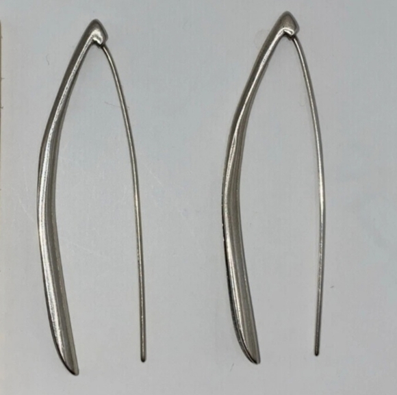 Rare Silpada Oxidized 925 Sterling Silver Folded Threader Earrings
